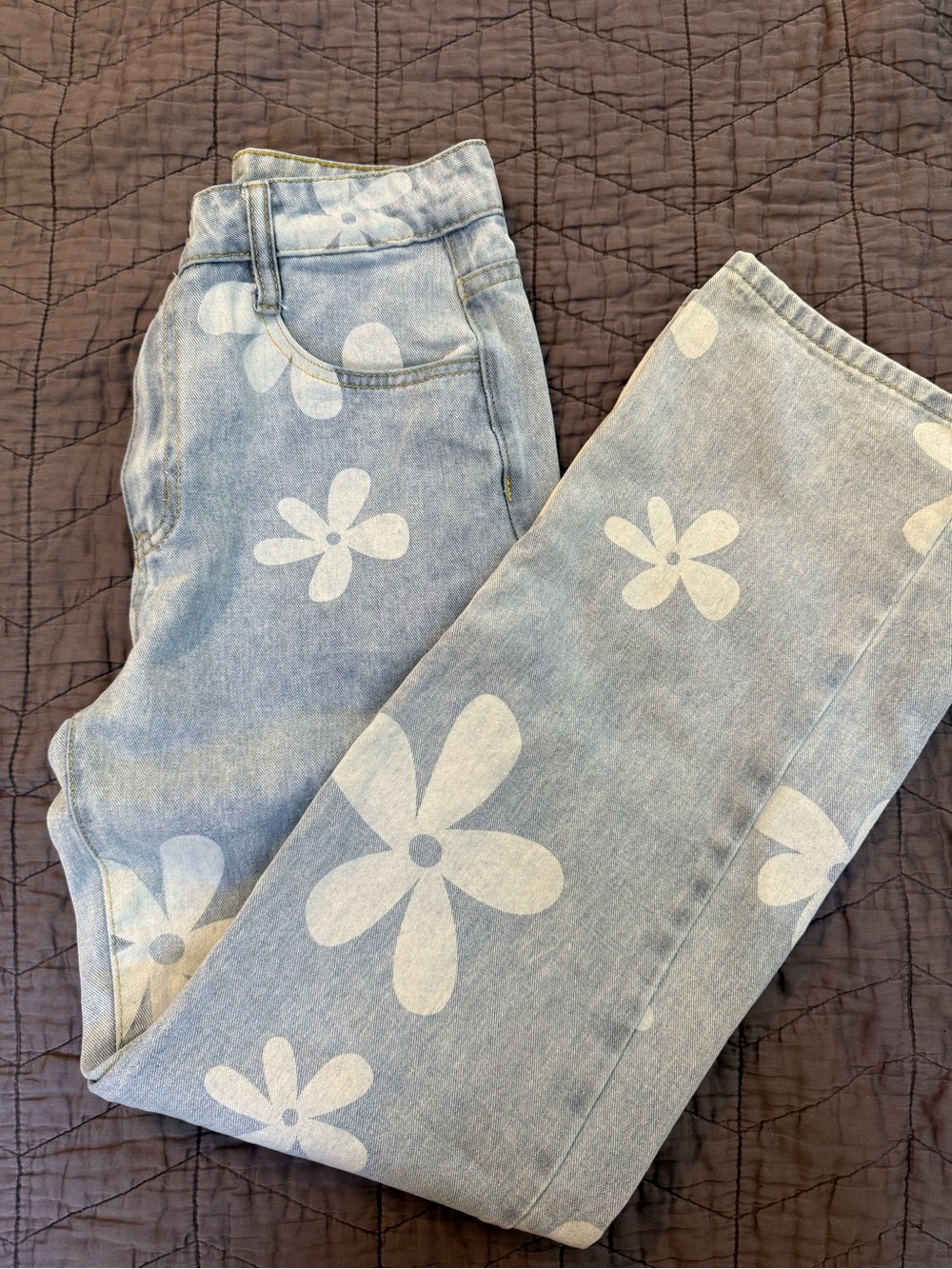 Light Blue Floral Print Women's Jeans
